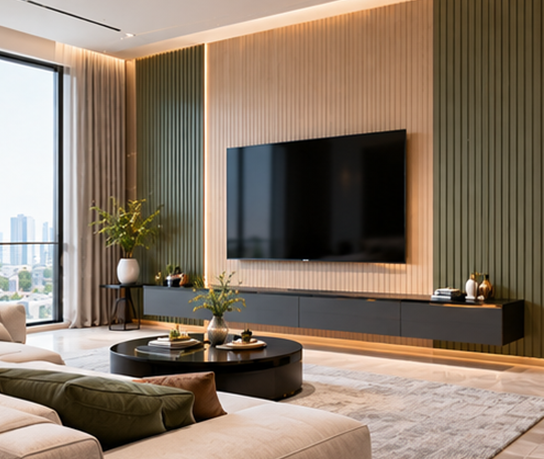 Fluted WPC Wall Panel for Residential TV and Accent Feature Walls